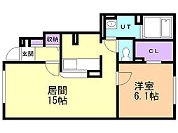 ノースヒルズ 1LDKの間取図画像