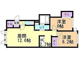 クレア豊岡 2LDKの間取図画像