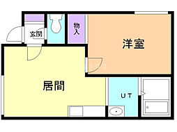 ゴールドクレスト 1DKの間取図画像