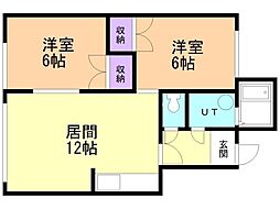 コーポツカサ 2LDKの間取図画像