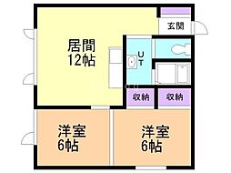 カトウハイツ8 2LDKの間取図画像