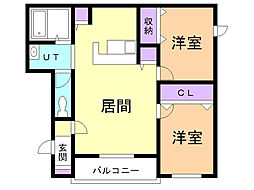 アルグレース豊岡 2LDKの間取図画像