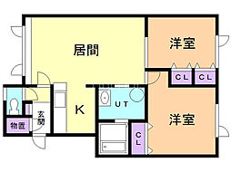 アイミー 2LDKの間取図画像