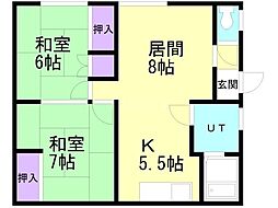 キボーマンション 2LDKの間取図画像