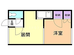 旭町113ハイツA 1DKの間取図画像