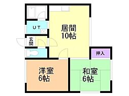 中村コーポ 2LDKの間取図画像