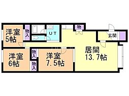 ルミネD 3LDKの間取図画像