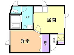 ドーム川端 1DKの間取図画像
