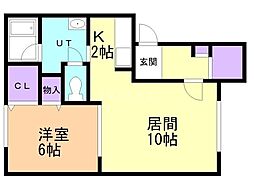 プラスワンB 1LDKの間取図画像