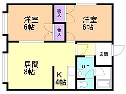 サウス621 2LDKの間取図画像