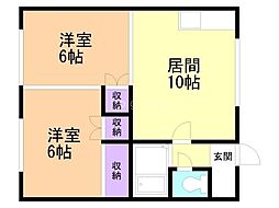 ニューパールマンション 2LDKの間取図画像