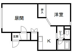 シティハウスNo.1 1LDKの間取図画像