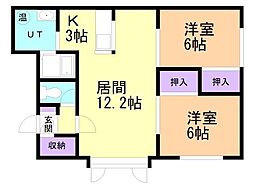 ラフィネ 2LDKの間取図画像