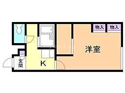 レオパレスソレイユB 1Kの間取図画像