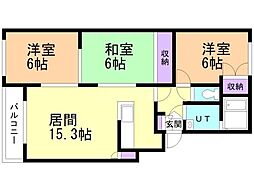 フロンティア尾形 3LDKの間取図画像