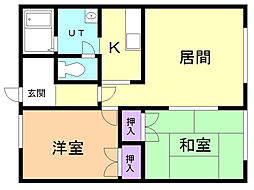 ポトスの部屋 2LDKの間取図画像