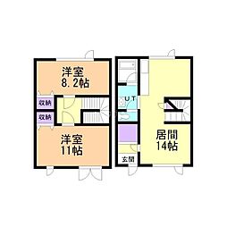 B・バーデン 2LDKの間取図画像