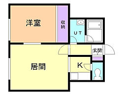 West-E 1LDKの間取図画像