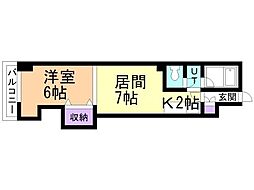 ナッツスピリット1 1DKの間取図画像