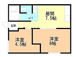 東光7・3ハイツA棟 2LDKの間取図画像