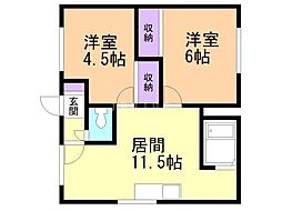 グリーンハイツ豊岡 2LDKの間取図画像