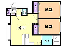 アミB 2LDKの間取図画像