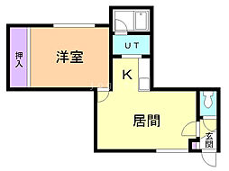 ホワイトハウス411・1 1LDKの間取図画像