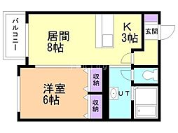 シャンノール医大前 1LDKの間取図画像