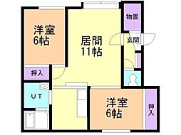 サフランC 2LDKの間取図画像