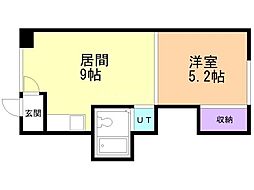 大町1・12ハイツC 1DKの間取図画像