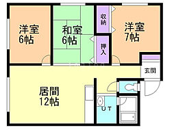 コーポあさひ 3LDKの間取図画像