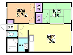 コーポあさひ 2DKの間取図画像