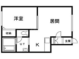 ヴァンクレールA 1LDKの間取図画像