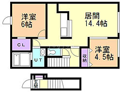 ソレイユ 2LDKの間取図画像