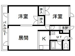 キャスル永山 2LDKの間取図画像