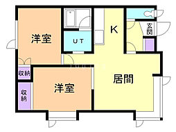 6・4ハイツ 2LDKの間取図画像
