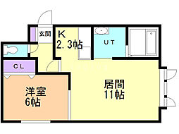ルピナスC 1LDKの間取図画像