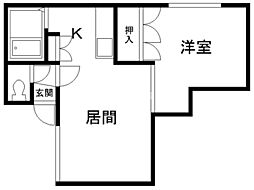 サイレンスミキB館 1LDKの間取図画像