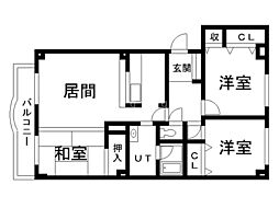 エスティ三番舘1号舘 3LDKの間取図画像