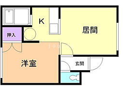 ファミール旭町 1DKの間取図画像