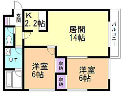 ベルオーブ 2LDKの間取図画像