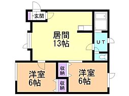 ライフコート 2LDKの間取図画像