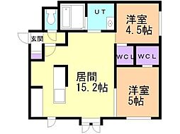 ヴェルヒュッテふらの錦町公園 2LDKの間取図画像