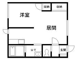 ベルシティ豊岡1 1LDKの間取図画像