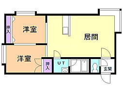 ハンドレットヴィレッジD 2LDKの間取図画像