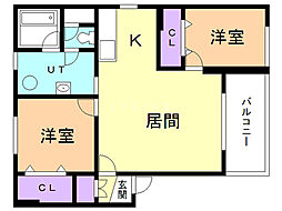 グランデ12 2LDKの間取図画像