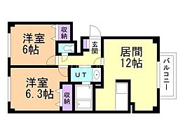 アスピア.1 2LDKの間取図画像