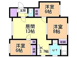 ノースタウン・A 3LDKの間取図画像