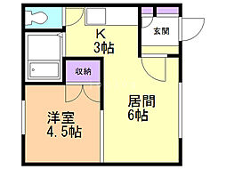 マンションあんさんぶる 1LDKの間取図画像