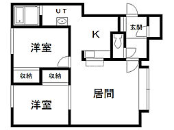 カルド1 2LDKの間取図画像